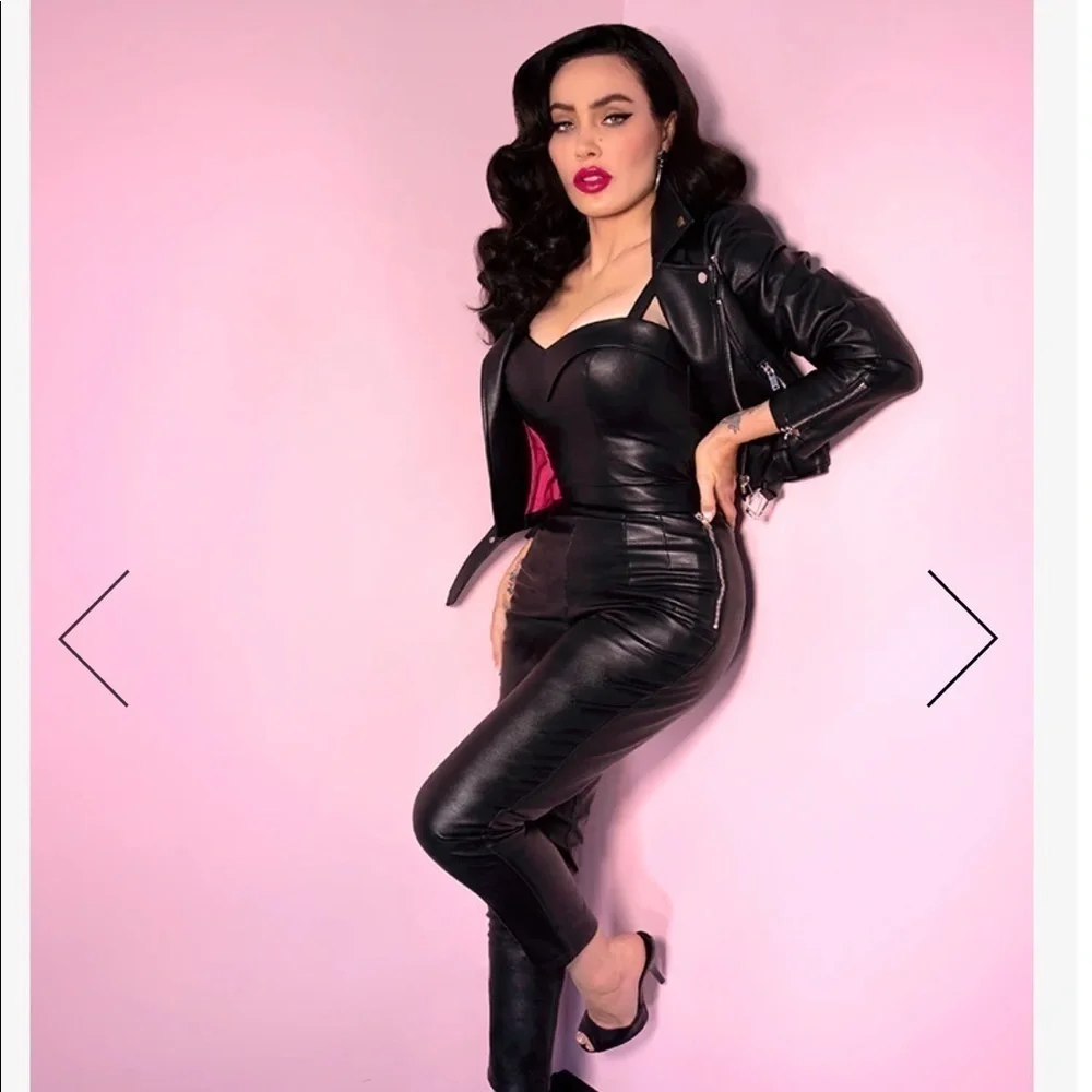 Nwt Vixen by Micheline Pitt Bad Girl Vegan Leather Cigarette Pants - Picture 3 of 15